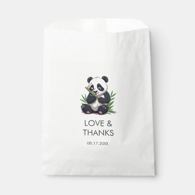 Cute Panda Greenery Bamboo Birthday Party Favor Bag (Front)