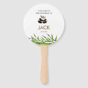 Cute Panda Greenery Bamboo Birthday Party Hand Fan