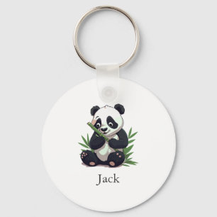Cute Panda Greenery Bamboo Birthday Party Keychain