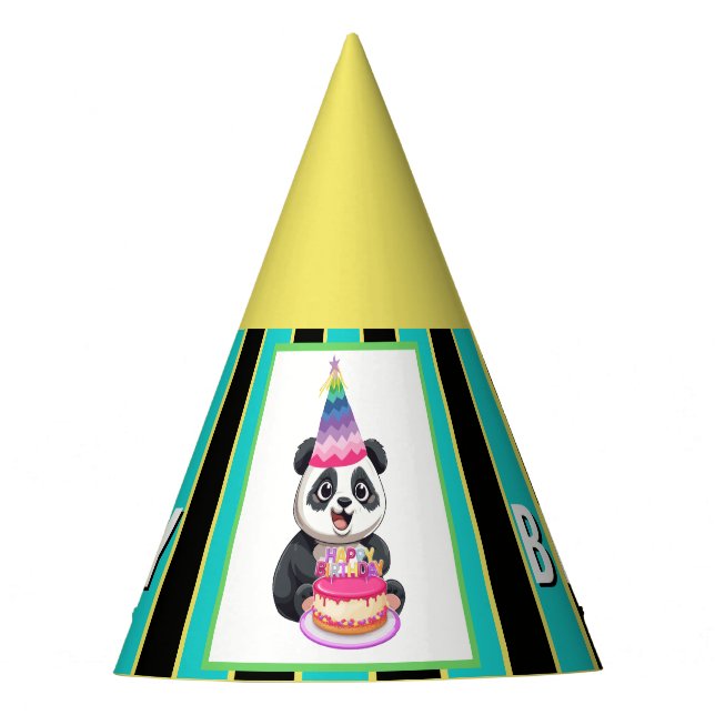 Cute Panda Happy Birthday Party Hat (Front)