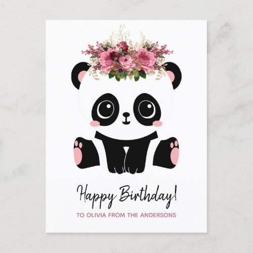 Cute panda Happy Birthday personalized  Postcard