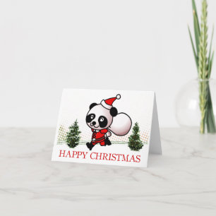 Cute Panda Happy Christmas Holiday Card