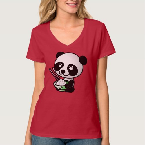 Cute Panda Happy Eats T_shirt