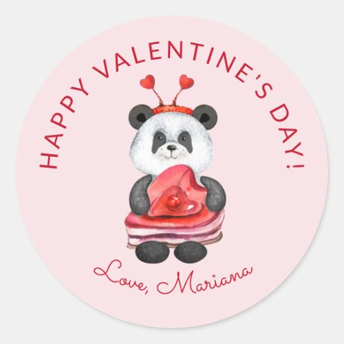 Cute Panda Happy Valentines Day Party Favors Classic Round Sticker