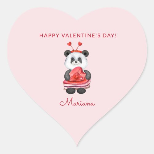 Cute Panda Happy Valentines Day Party Favors Heart Sticker