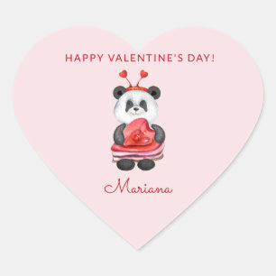Cute Panda Happy Valentines Day Party Favors Heart Sticker