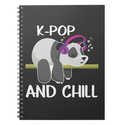 Cute Panda Headphones Korea Pop Lover K_Pop Music Notebook