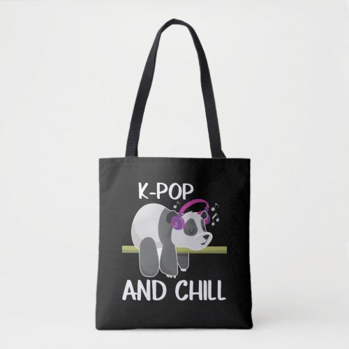 Cute Panda Headphones Korea Pop Lover K_Pop Music Tote Bag