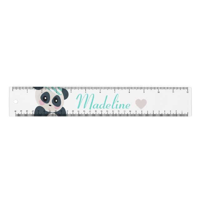 Cute Panda Heart Name Ruler (Front)