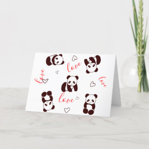 Cute Panda Heart Valentine's Day Card