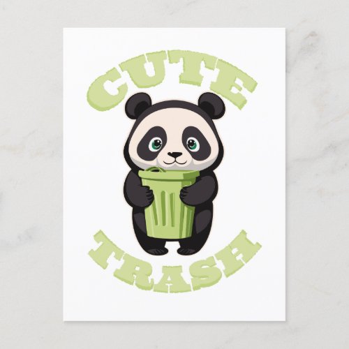 Cute Panda holding a trash can  Postcard