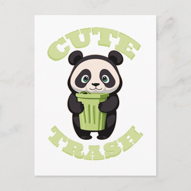 Cute Panda holding a trash can  Postcard (Front)