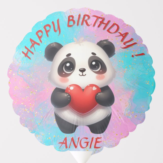 Cute panda holding heart balloon (Front)