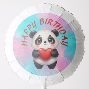 Cute panda holding heart balloon