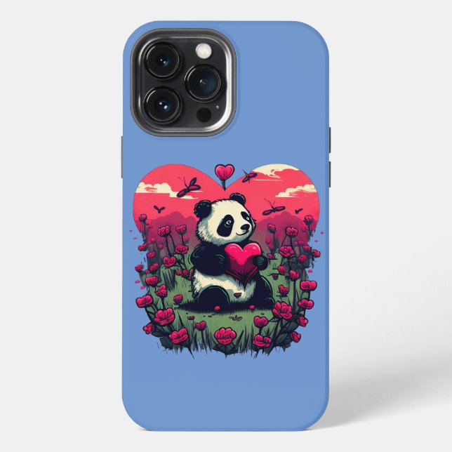 Cute Panda Holding Heart - Valentine's Day Gift iPhone Case (Back)