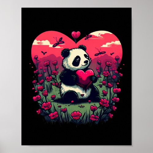 Cute Panda Holding Heart _ Valentines Day Gift Poster