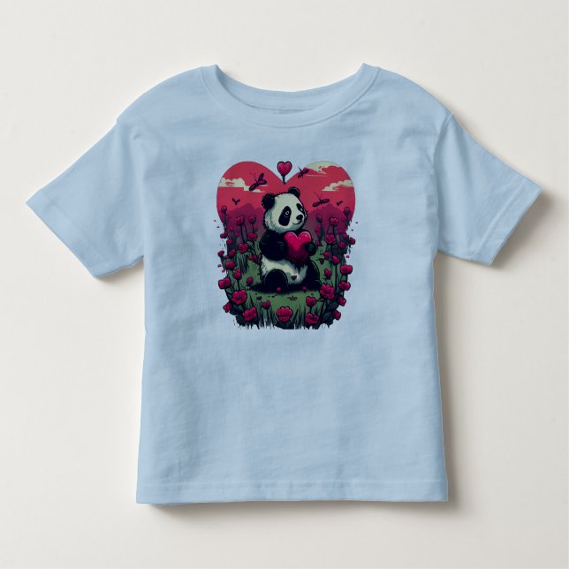 Cute Panda Holding Heart - Valentine's Day Gift Toddler T-shirt (Front)