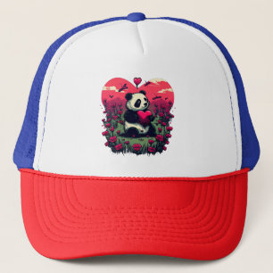 Cute Panda Holding Heart - Valentine's Day Gift Trucker Hat