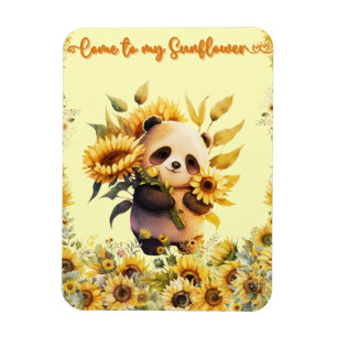 Cute Panda Holding Sunflowers Flexible Magnet