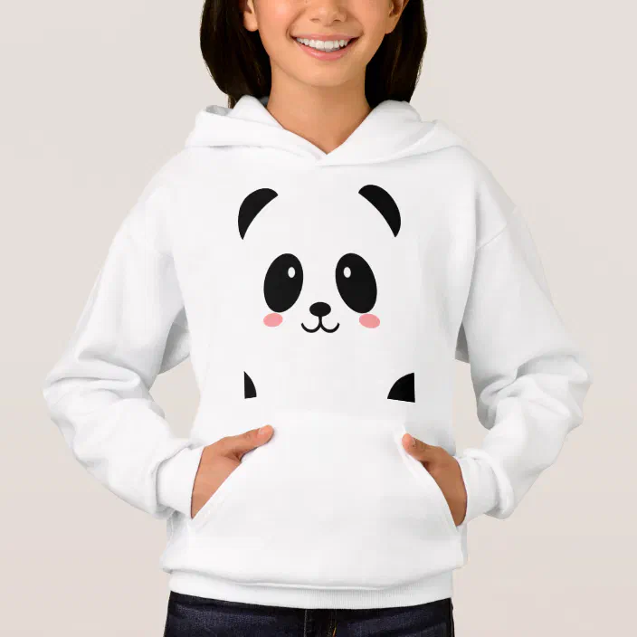 Swirly Panda Face Kids Printed Hoodie 