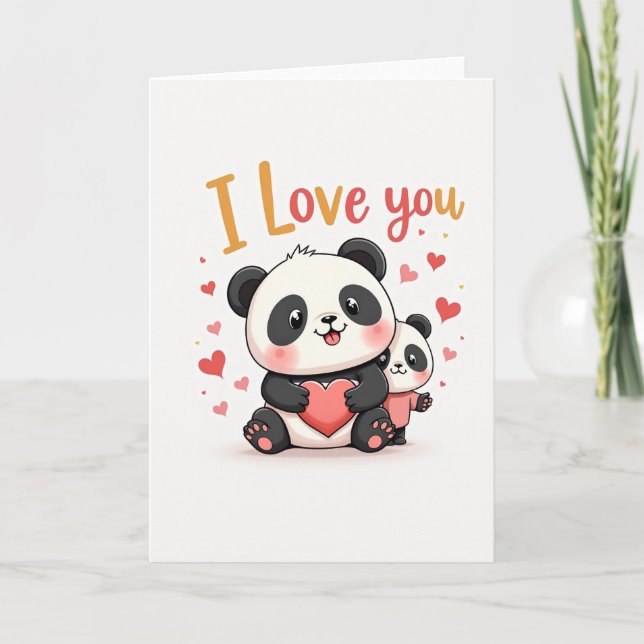 Cute Panda I Love You Card (Front)