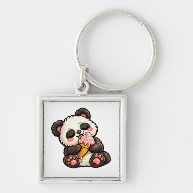 Cute Panda Ice Cream Keychain (Front)