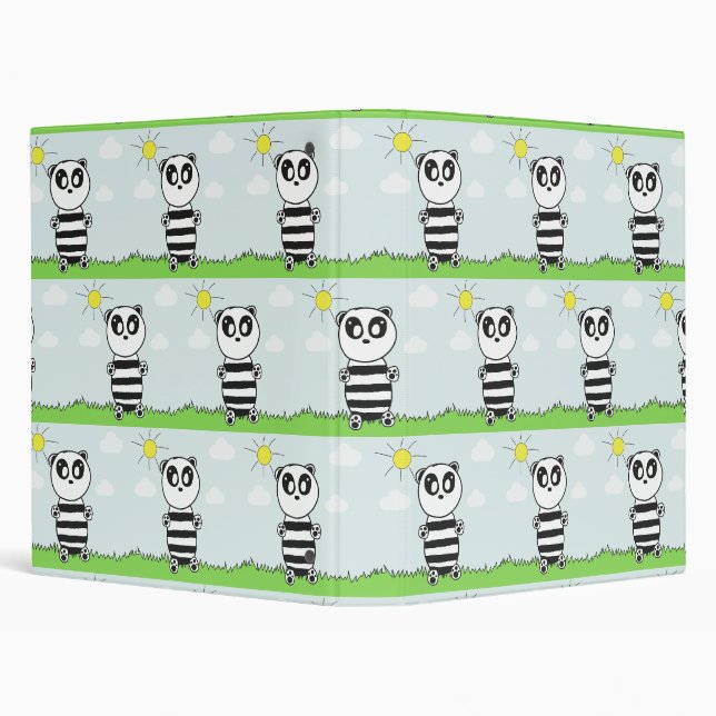 Cute Panda Illustration 3 Ring Binder (Background)