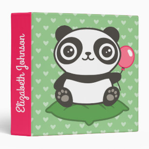 Cute Panda Illustration 3 Ring Binder