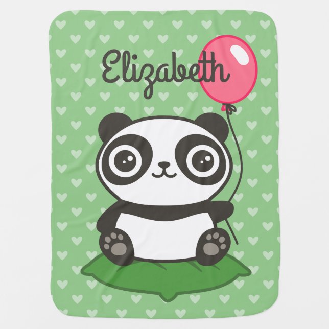 Cute Panda Illustration Baby Blanket (Front)