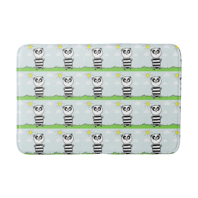 Cute Panda Illustration Bath Mat (Front)