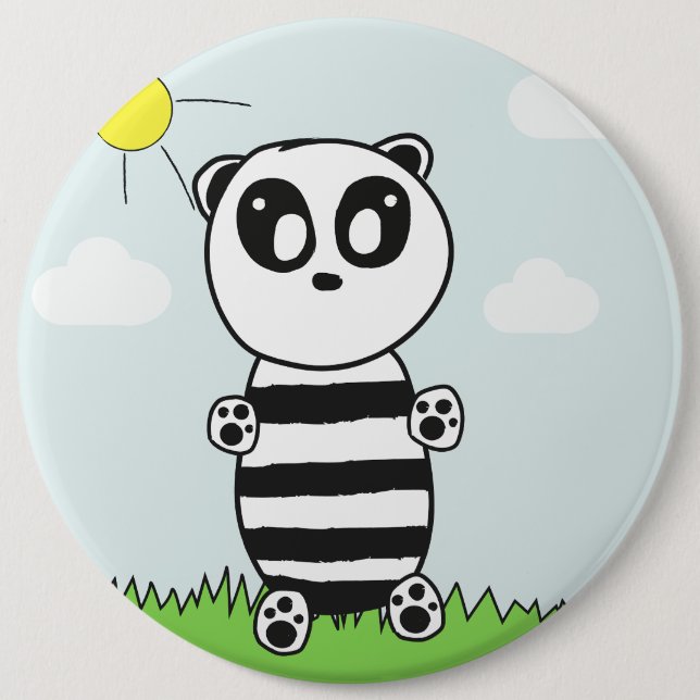 Cute Panda Illustration Button (Front)