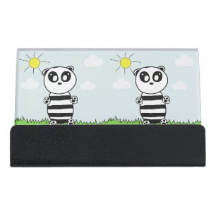 Cute Panda Illustration Desk Business Card Holder