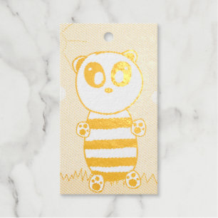 Cute Panda Illustration Foil Gift Tags