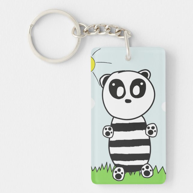 Cute Panda Illustration Keychain (Front)