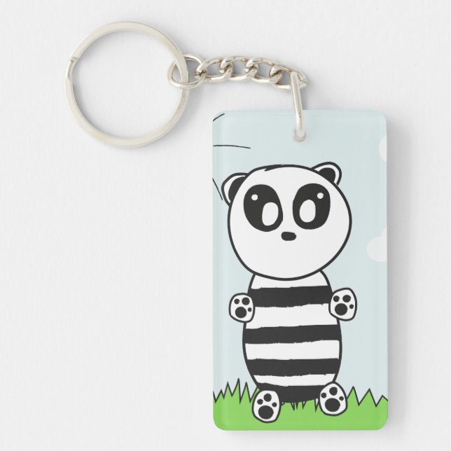Cute Panda Illustration Keychain (Front)