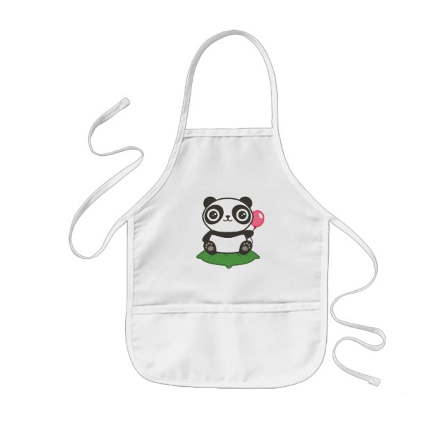 Cute Panda Illustration Kids' Apron (Front)