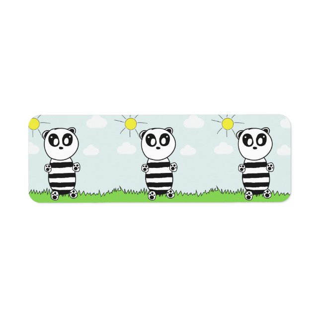 Cute Panda Illustration Label (Front)
