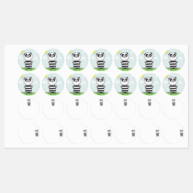 Cute Panda Illustration Labels (Sheet)