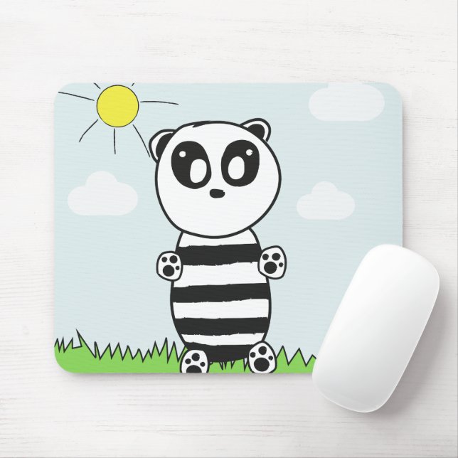 Cute Panda Illustration Mouse Pad (With Mouse)