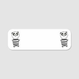 Cute Panda Illustration Name Tag