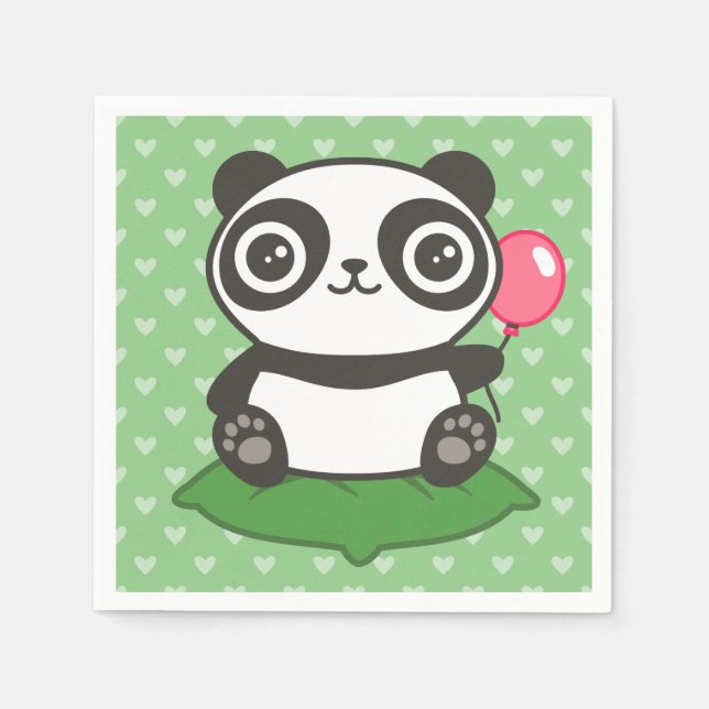 Cute Panda Illustration Napkins (Front)