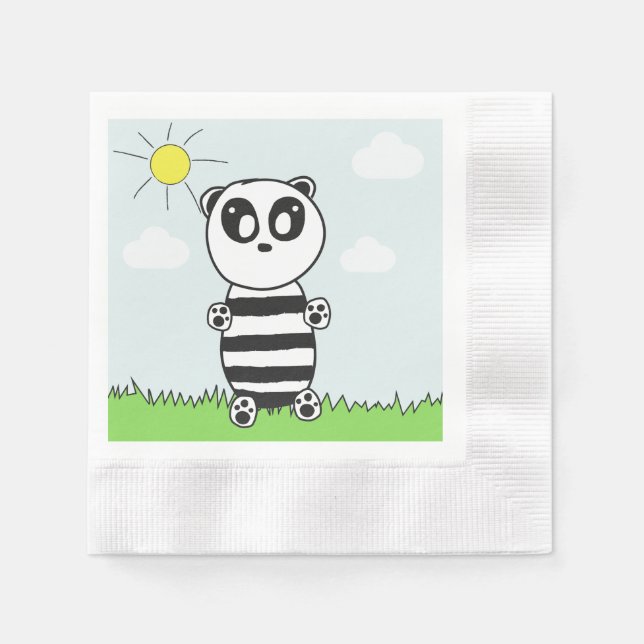 Cute Panda Illustration Napkins (Front)