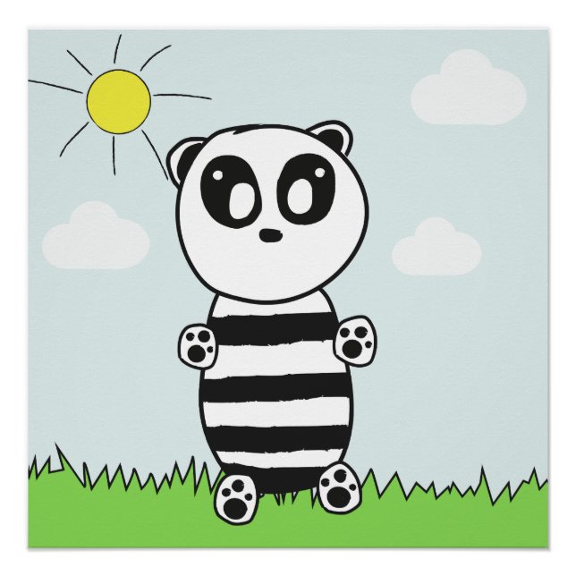 Cute Panda Illustration Poster (Front)