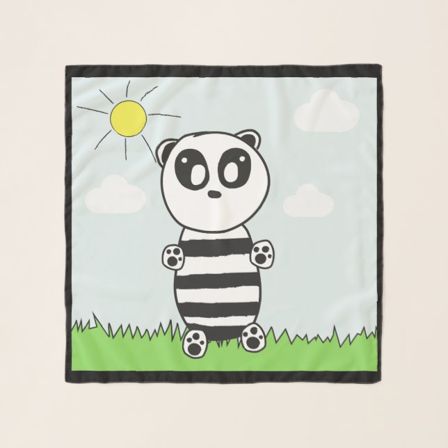 Cute Panda Illustration Scarf (Front)