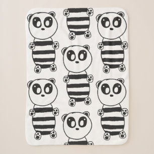 Cute Panda Illustration Sherpa Blanket