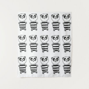 Cute Panda Illustration Tapestry