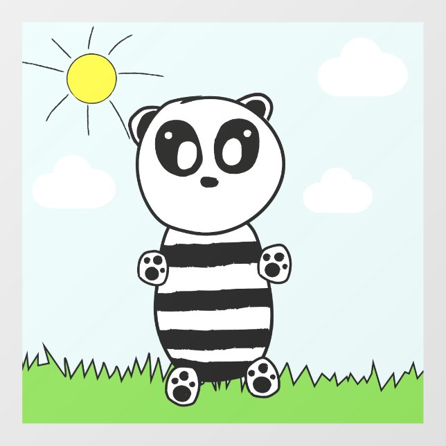 Cute Panda Illustration Window Cling (Sheet)
