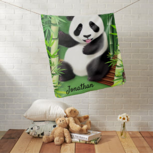 Cute Panda In A Bamboo Forest Baby Blanket