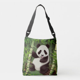 Cute Panda In A Bamboo Forest Crossbody Bag