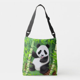 Cute Panda In A Bamboo Forest Crossbody Bag